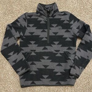 The North Face Fleece Pullover Aztec Quarter Zip Sweater Men Small Black Gray